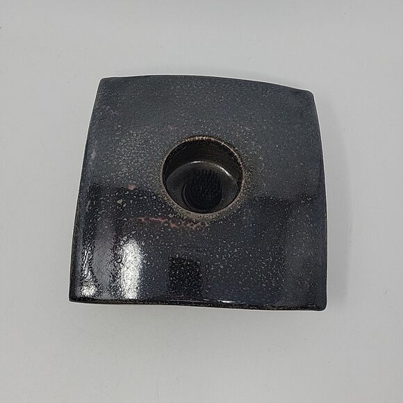 Hand Made Pottery Flower Frog Square 7" x 7" Brown w Spikes - Picture 2 of 12